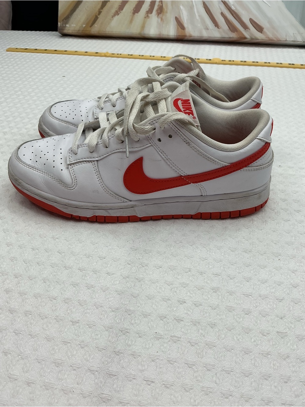Nike White and Red Low-Top Athletic Sneakers